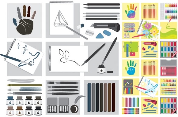 581x383 Vector Drawing Tools Series Free Vector In Encapsulated Postscript - Free Drawing Tool