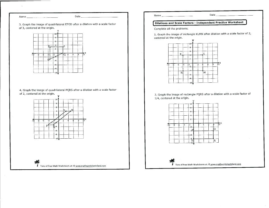 41 Dilations And Scale Factors Independent Practice Worksheet