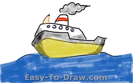 458x286 How To Draw A Cartoon Boat On The Sea For Kids Easy - Free Easy Drawing For Kids