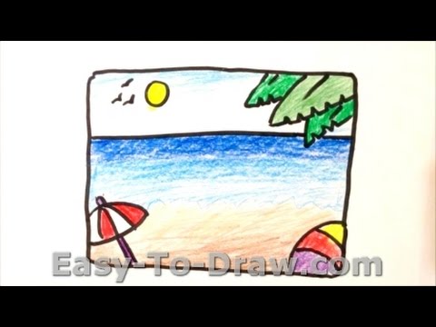480x360 How To Draw A Cartoon Beach - Free Easy Drawing For Kids