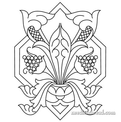400x403 Free Hand Embroidery Pattern Framed, In Silk Gold - Free Hand Drawing Design