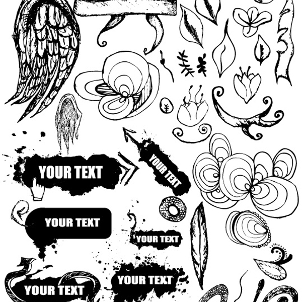 600x600 Free Vectors Free Vector Grungy Hand Drawn Design Elements Apehost - Free Hand Drawing Design
