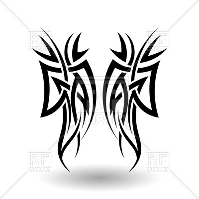 400x400 Hand Drawn Tribal Tattoo Wings Vector Image Of Design Elements - Free Hand Drawing Design