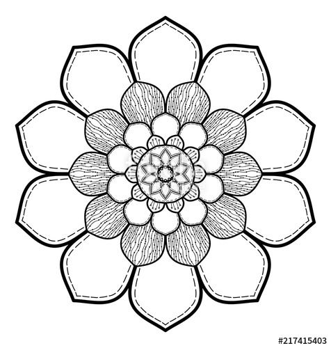 476x500 Mandala Flower Freehand Drawing Vintage Style Decorative Elements - Free Hand Drawing Design