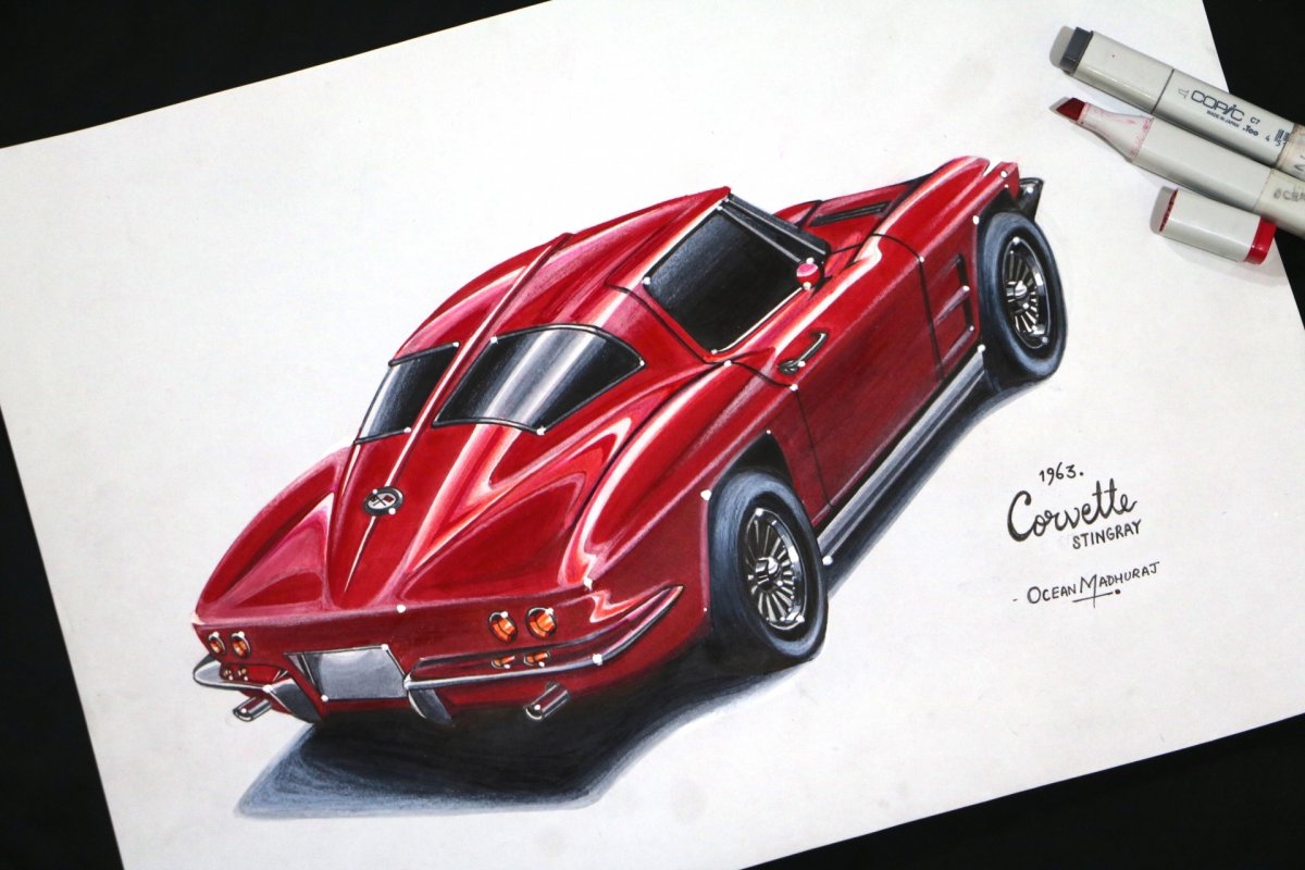 1200x800 corvette stingray freehand drawing - Free Hand Drawing Design
