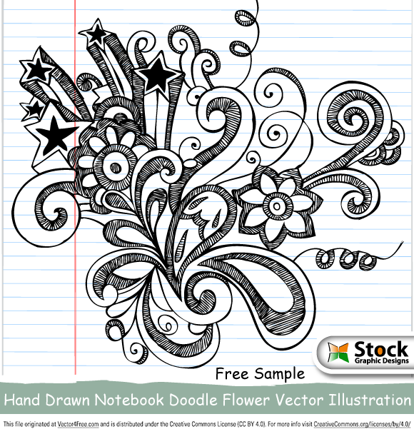 580x608 Free Hand Drawn Notebook Doodle Flower Files, Vectors - Free Hand Drawing Flowers