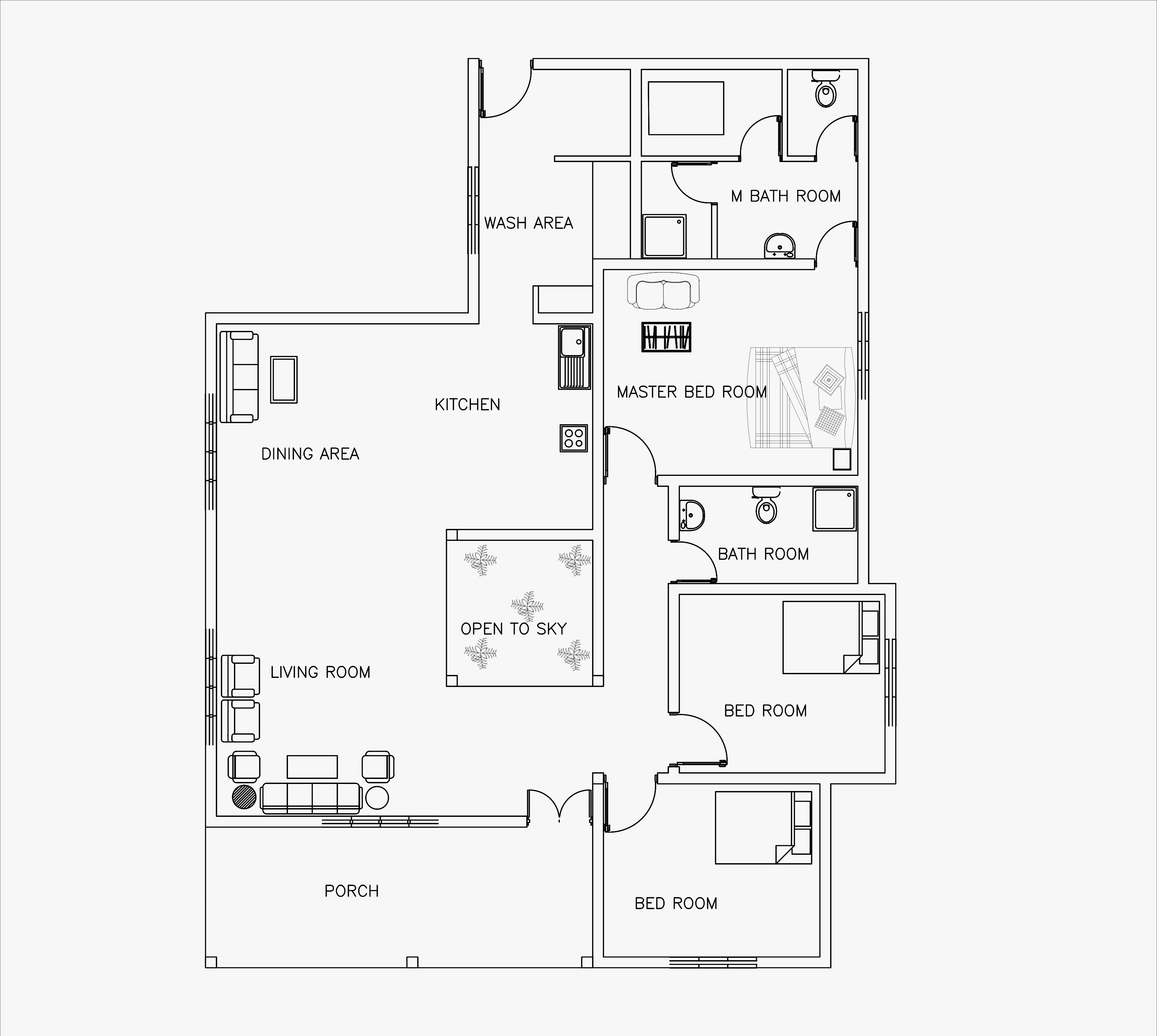 PVcirtual Simple Autocad House Plans Drawings Free Download