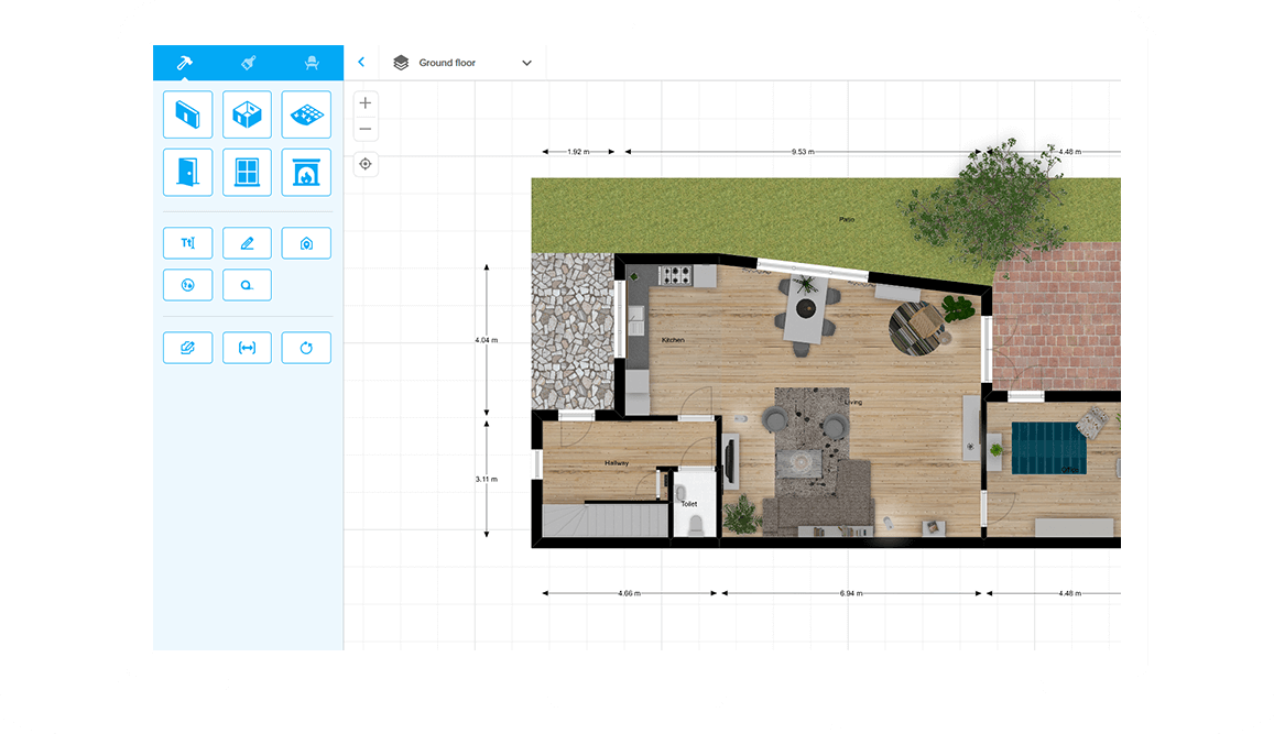 1157x667 Floorplanner - Free House Drawing