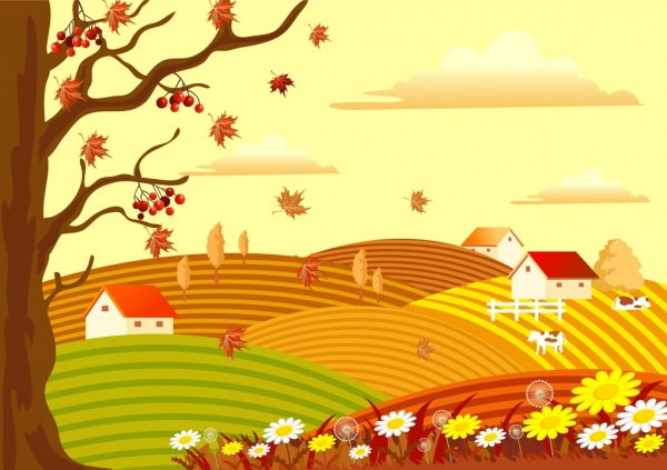 600x423 Autumn Landscape Drawing Countryside Scenery Leafless Tree Free - Free Landscape Drawing