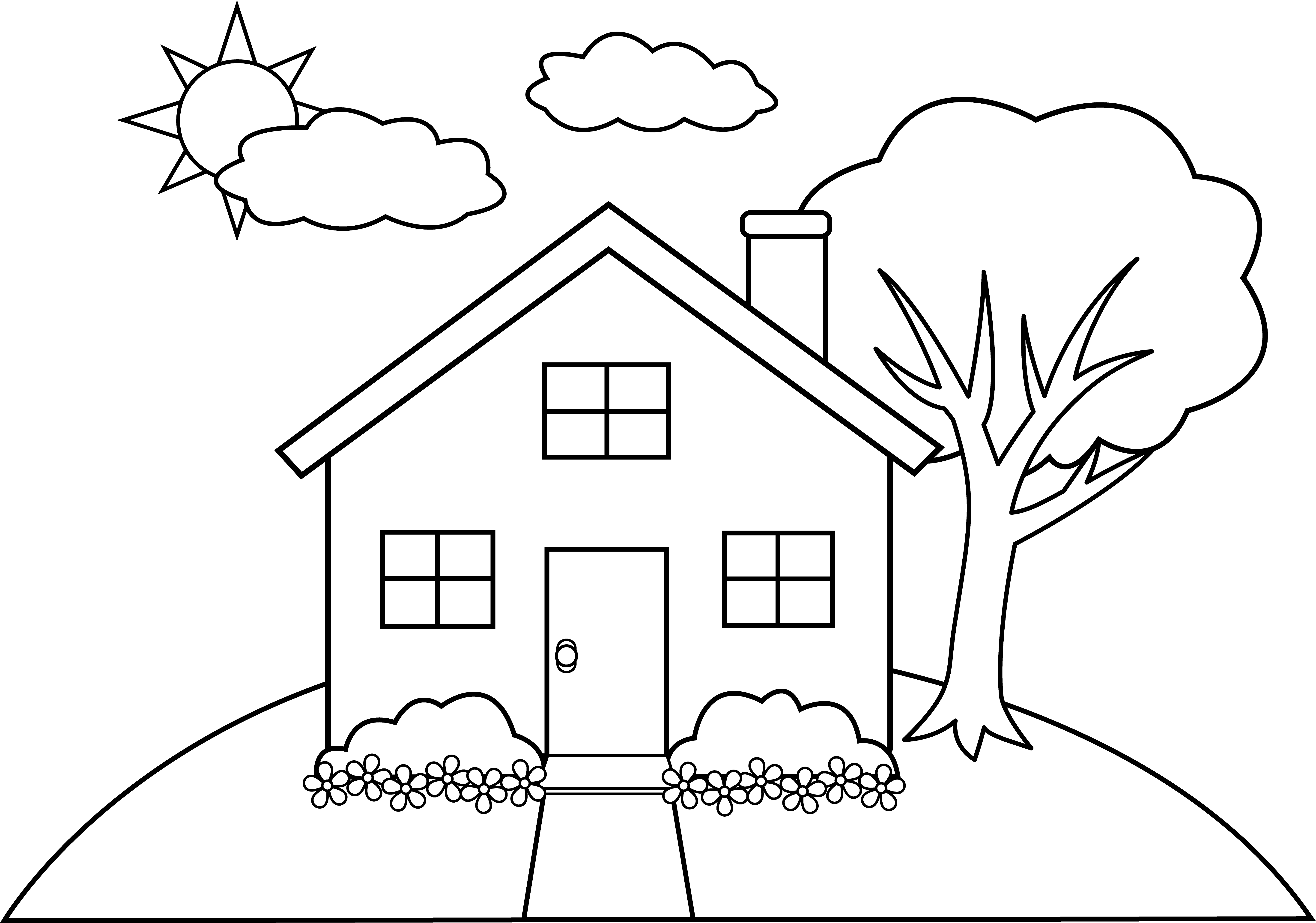 5705x4001 How To Draw A Simple Front Of House Image - Free Line Drawings Clip Art