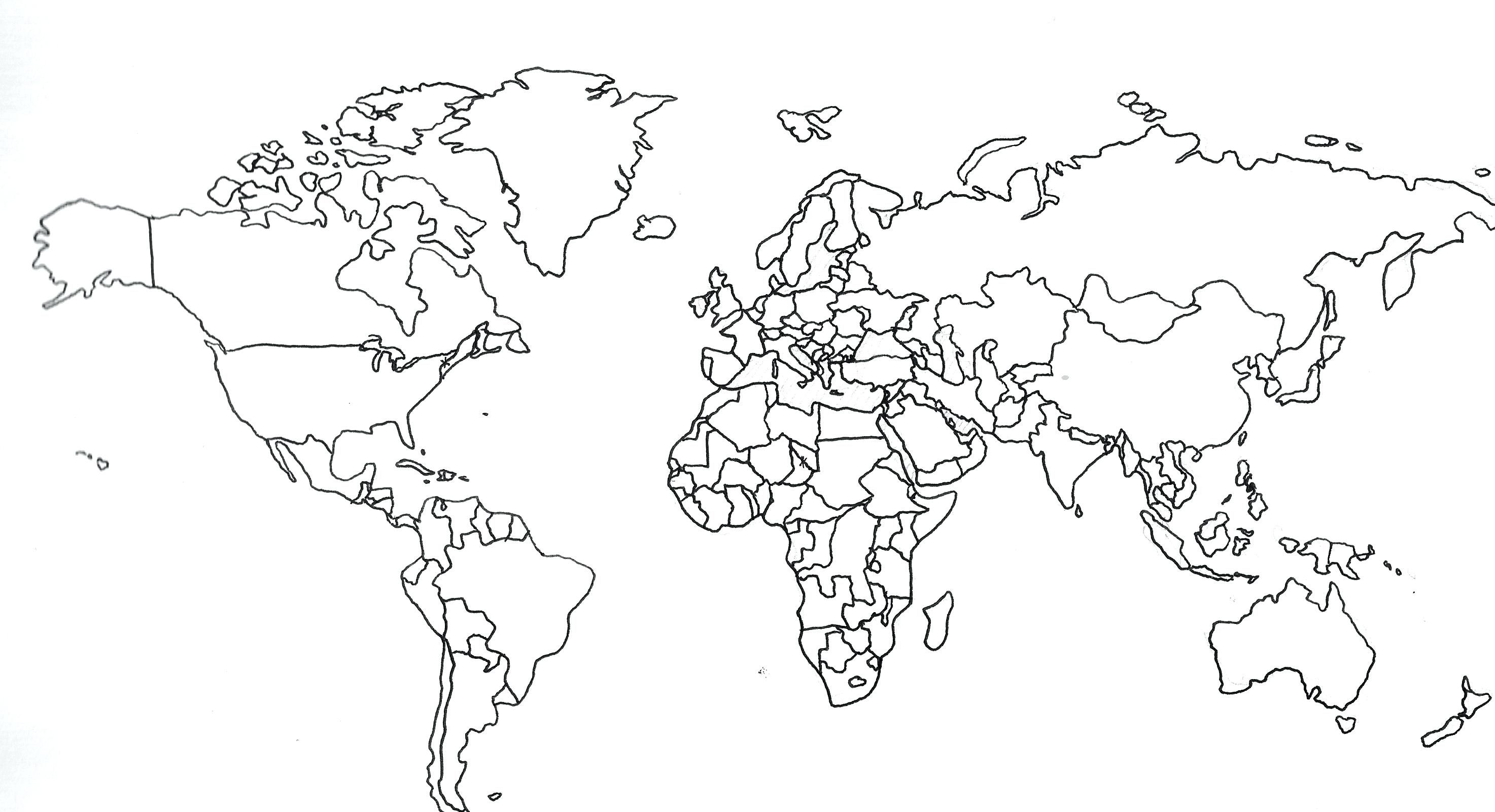 2947x1601 World Map Drawing At Getdrawings Com Free For Personal Use White - Free Map Drawing