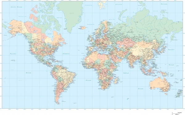 600x374 World Map Drawing Colored Flat Design Free Vector In Adobe - Free Map Drawing