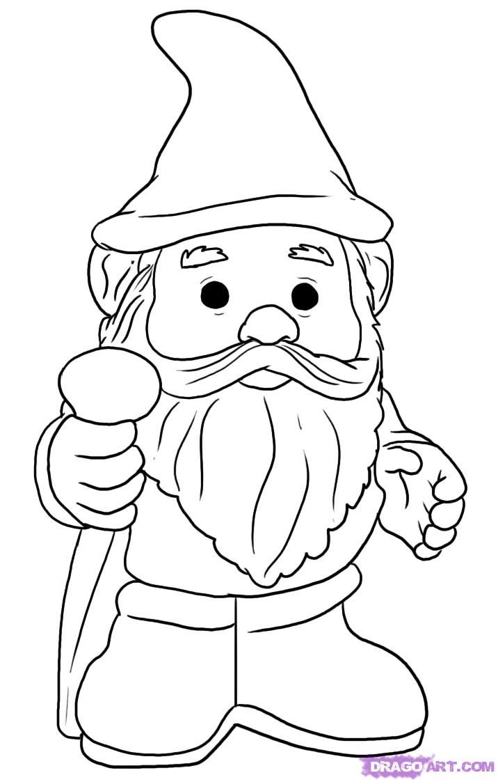 716x1123 how to draw a gnome, step - Free Online Drawing