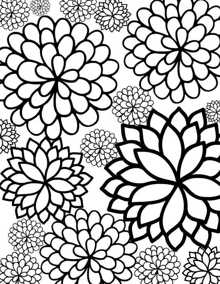 736x952 Bursting Blossoms Flower Coloring - Free Printable Drawings