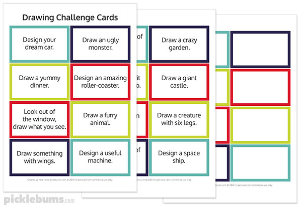 600x413 Free Printable Drawing Challenge Cards - Free Printable Tickets For Drawings