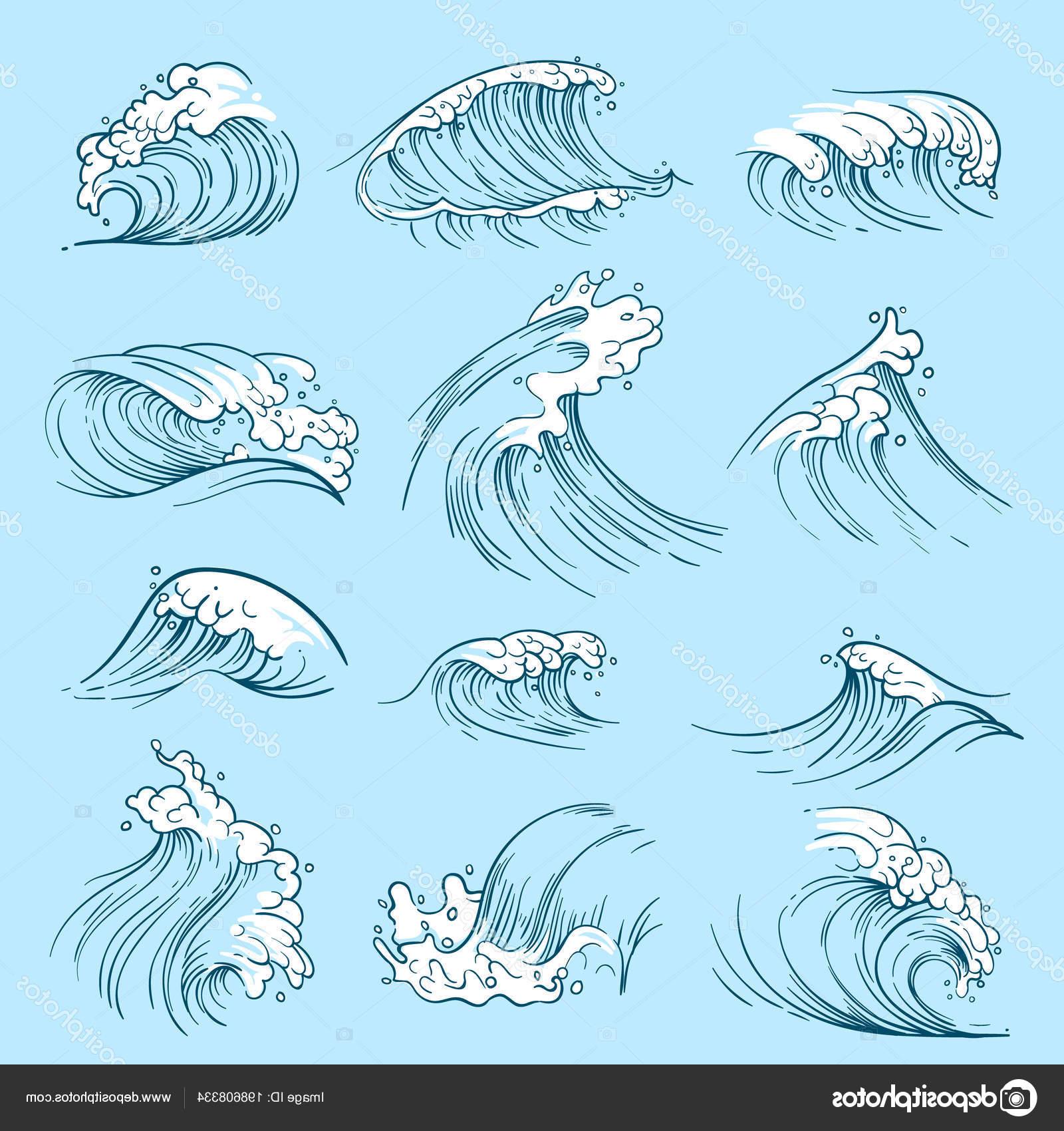1600x1700 unique ocean waves drawing vector drawing free vector art - Free Vector Drawing