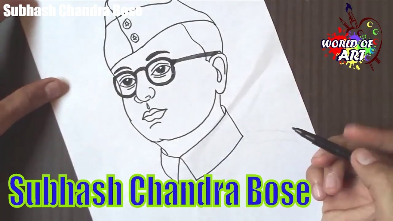 1280x720 Subhash Chandra Bose Drawing Step - Freedom Drawing Ideas
