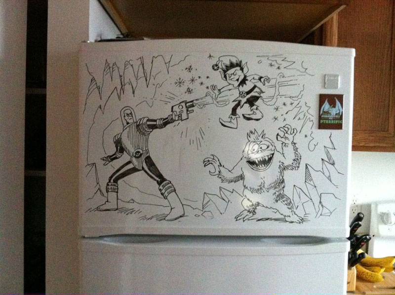 800x598 The Big Frieze' Artist Sketches Cool Drawings On Fridge - Freezer Drawings