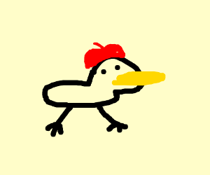 300x250 duck with a french beret drawing - French Beret Drawing
