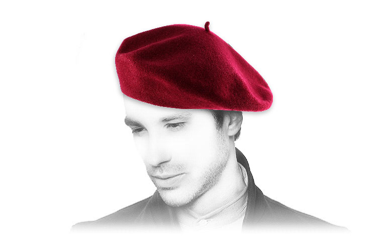 758x470 men red beret - French Beret Drawing