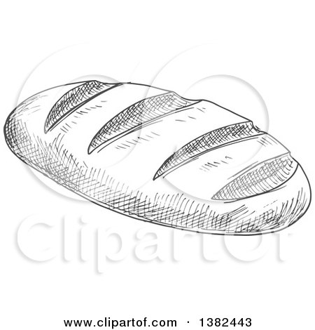 450x470 clipart of a gray sketched french bread - French Bread Drawing