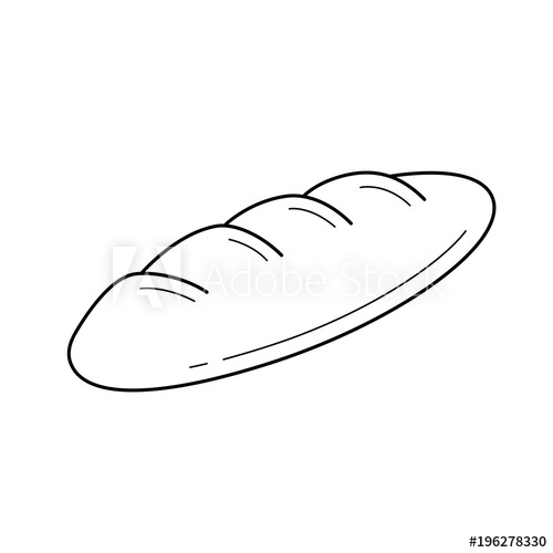 500x500 french baguette vector line icon isolated on white background - French Bread Drawing