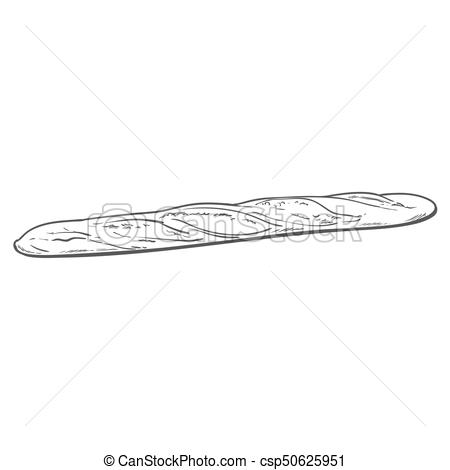 450x470 vector sketch fresh french bread baguette isolated vector sketch - French Bread Drawing