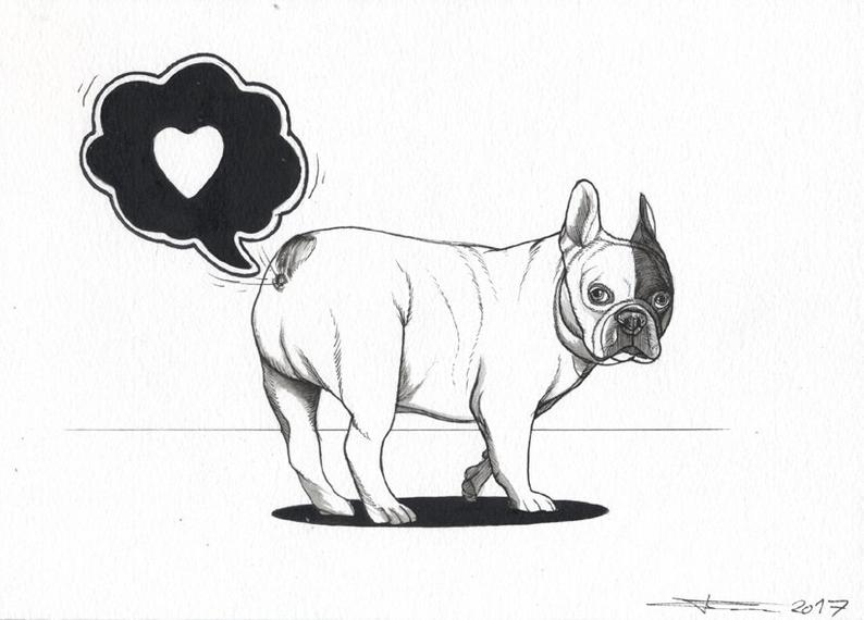 794x570 original french bulldog drawing sized framed etsy - French Bulldog Drawing