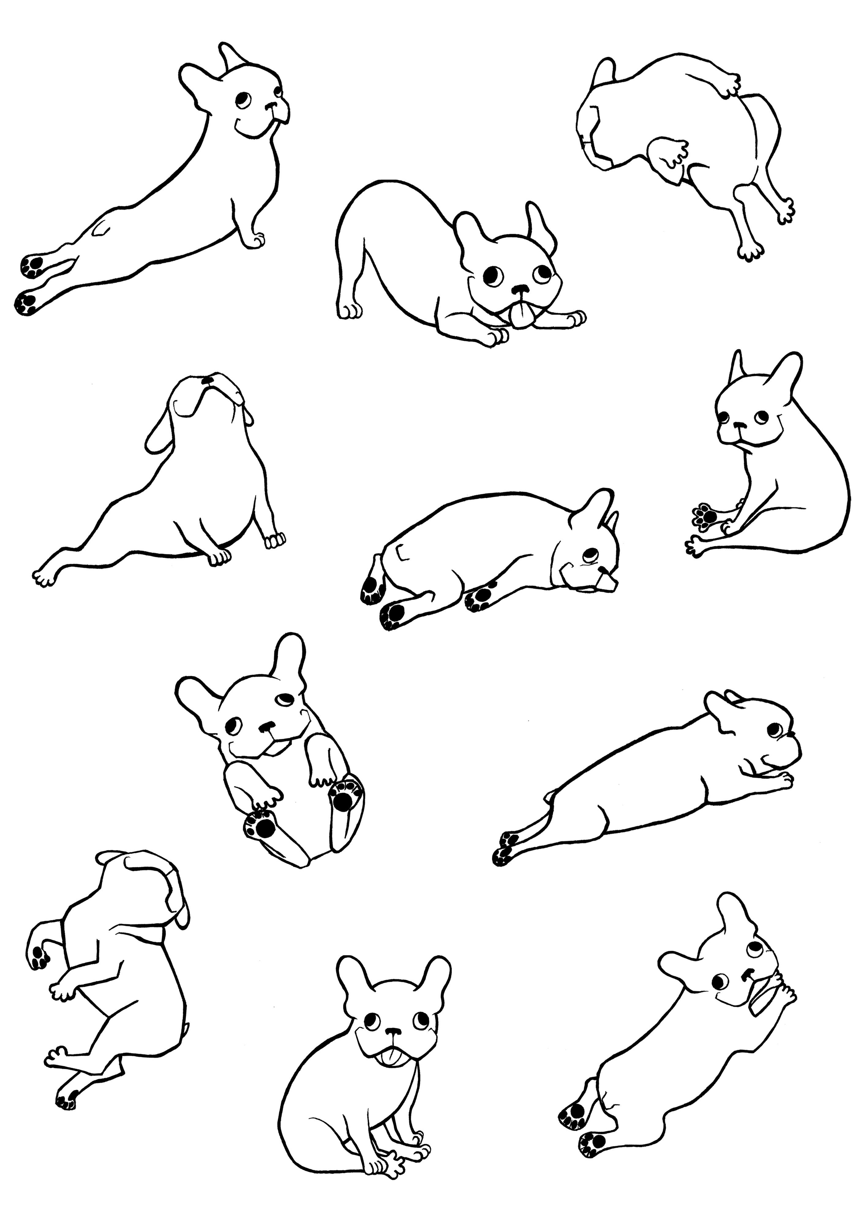 2835x3937 french bulldog frenchie bulldogs frenchies illustrations for konic - French Bulldog Drawing