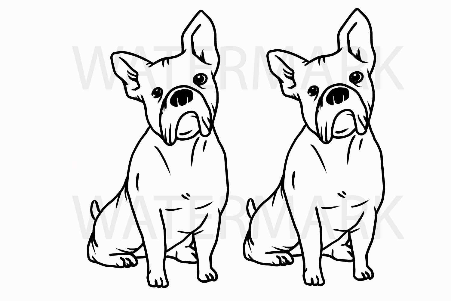1500x1000 French Bulldog Sitting - French Bulldog Line Drawing