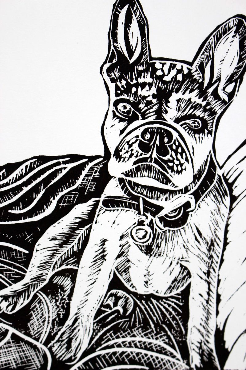 800x1200 French Bulldog Lino Print - French Bulldog Line Drawing