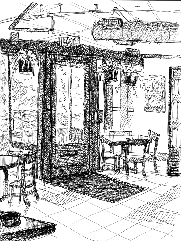 French Cafe Drawing at PaintingValley.com | Explore collection of ...