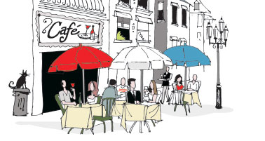 378x201 Literary A Study Of Genre - French Cafe Drawing