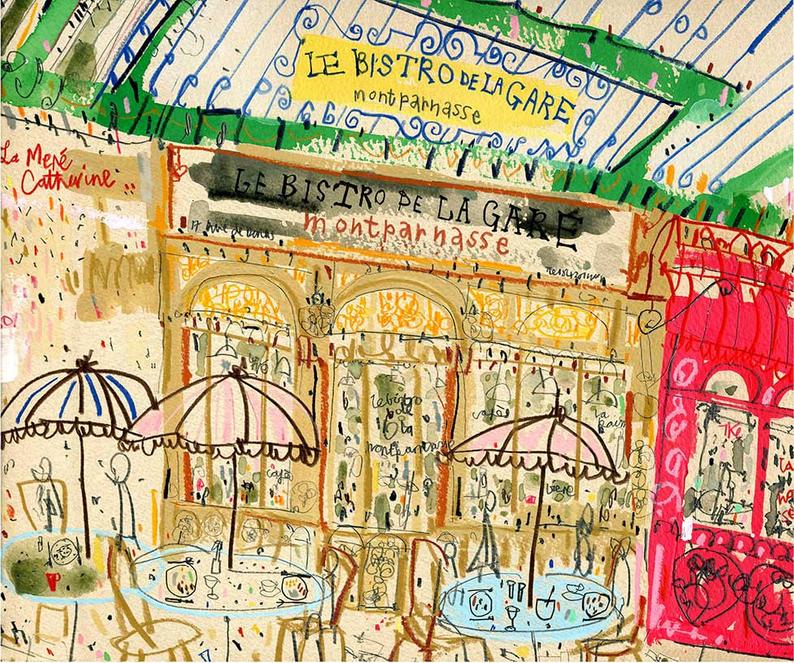 794x663 Paris Restaurant Bistro French Cafe Art Signed Print Etsy - French Cafe Drawing