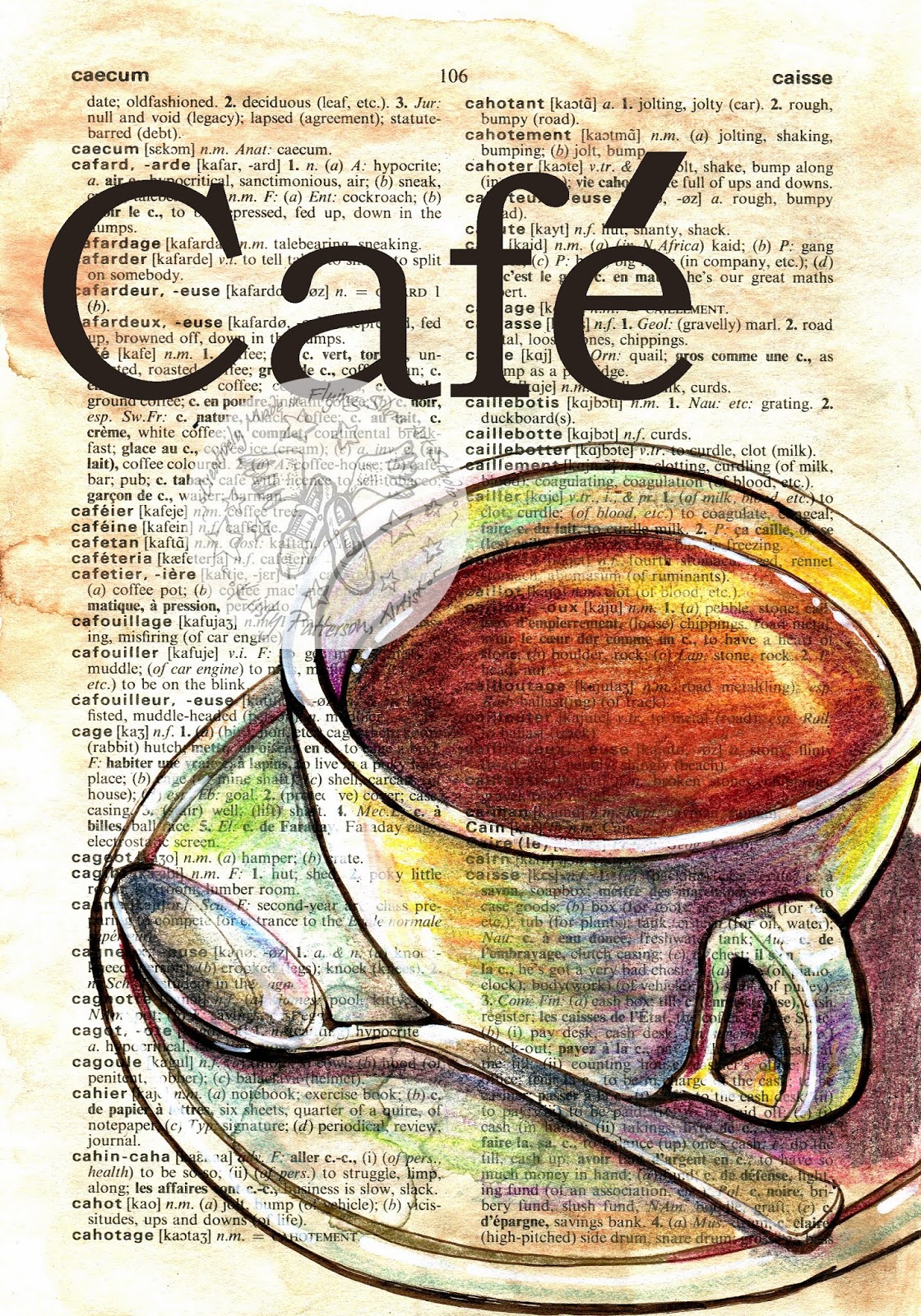 1120x1600 flying shoes art studio french cafe' french tea' - French Cafe Drawing