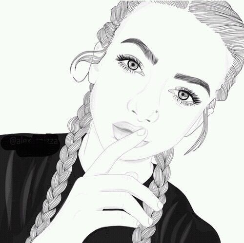 500x499 french braids art tumblr girl drawing, drawings, tumblr outline - French Girl Drawing