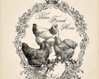 340x270 french hen etsy - French Hen Drawing
