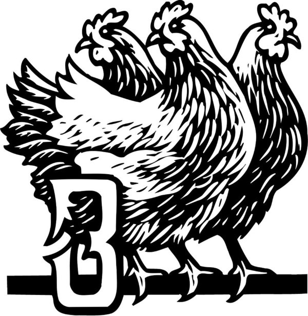 600x615 third day of christmas, french hens art print - French Hen Drawing