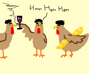 300x250 three french hens drawing - French Hen Drawing