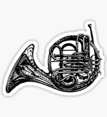 210x230 french horn drawing stickers redbubble - French Horn Drawing
