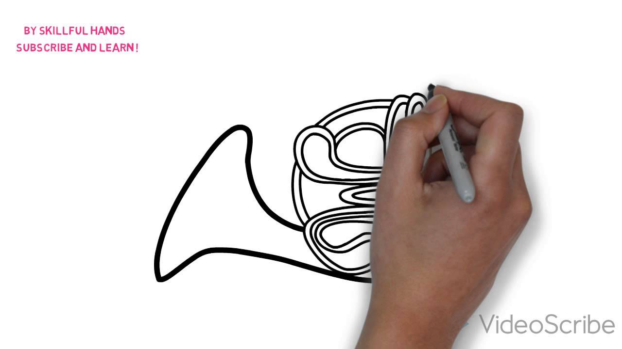 1280x720 how to draw a french horn kak narisovat valtorna - French Horn Drawing