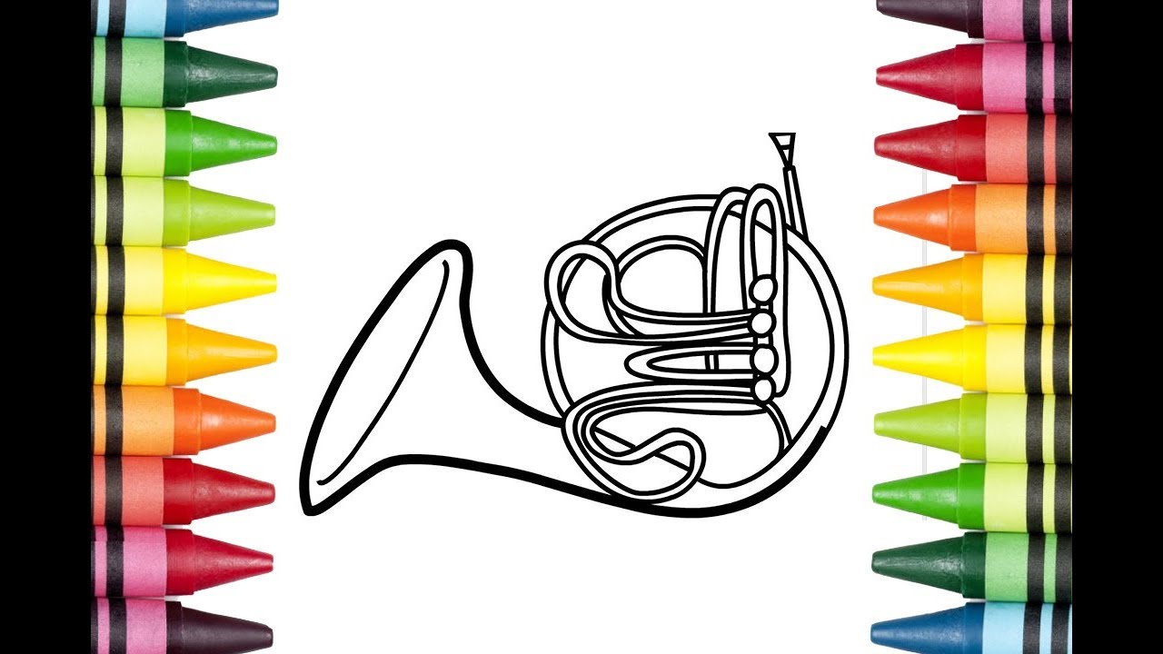 1280x720 how to draw french horn pages for kids - French Horn Drawing
