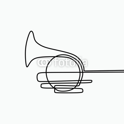 400x400 one line art of french horn minimalist drawing isolated on white - French Horn Drawing