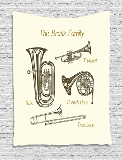 420x550 lunarable music tapestry, brass family instruments - French Horn Drawing