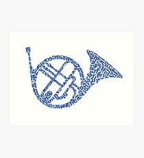210x230 blue french horn drawing art prints redbubble - French Horn Drawing