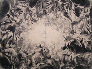 300x225 large old master drawing, german school, preparatory for ceiling - Fresco Drawing