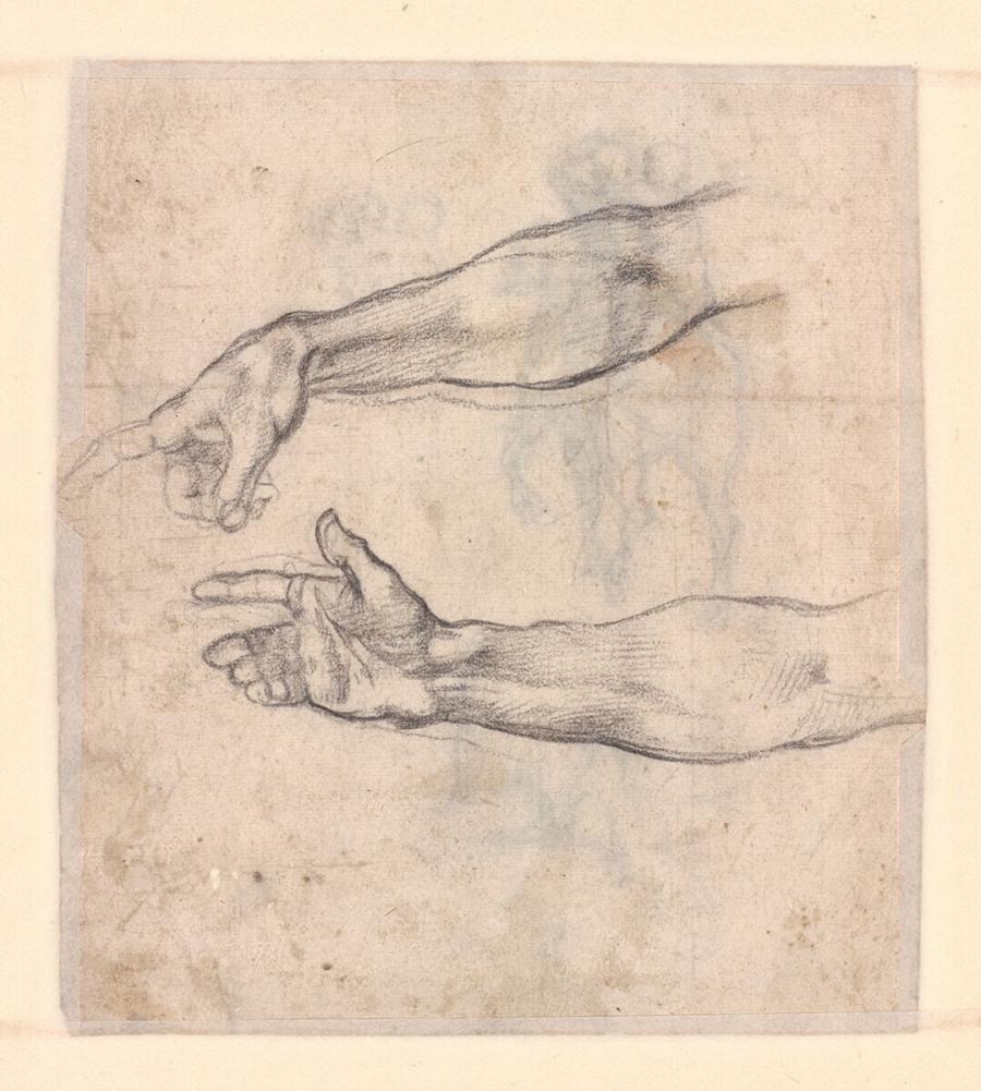 900x1001 studies of an outstretched right forearm for the fresco 'the - Fresco Drawing