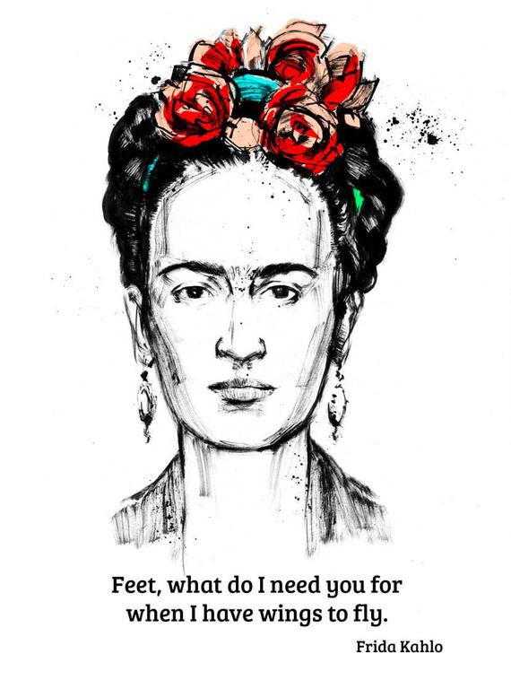 570x758 Frida Kahlo Black Ink Drawing Fine Art Poster Print Etsy - Frida Kahlo Drawings