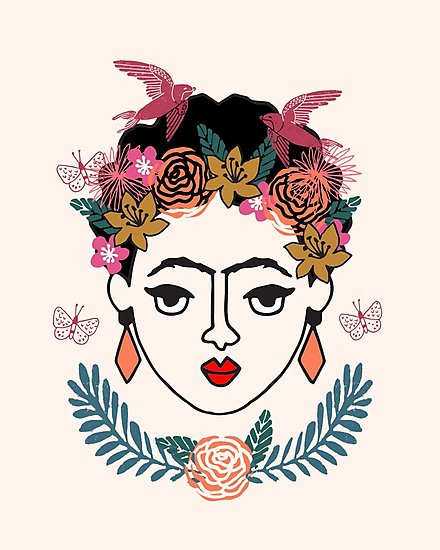 440x550 Frida Kahlo Kids Illustration Line Drawing Andrea Lauren - Frida Kahlo Drawings