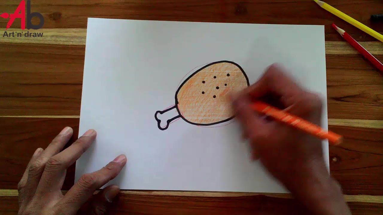 1280x720 how to draw fried chicken step - Fried Chicken Drawing